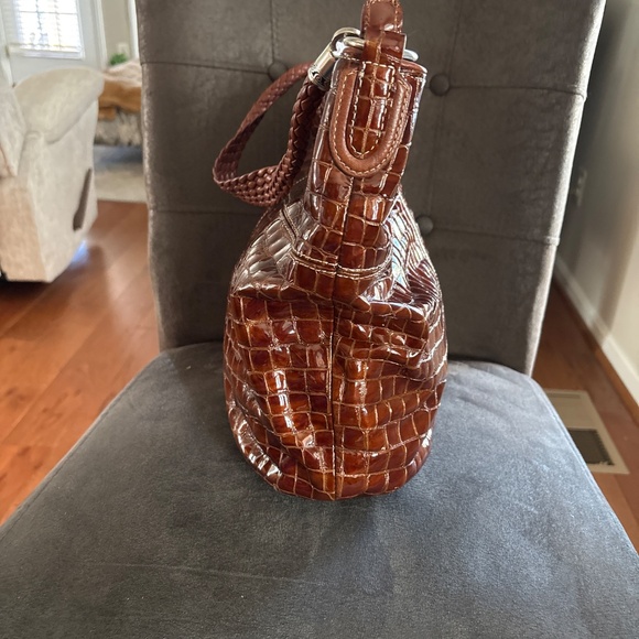 Brighton Cher Muse XLG  Brown Patent Croc Print Shoulder Handbag - Picture 2 of 8